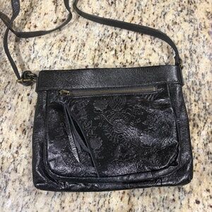 The Sak Sanibel Black Leather Mini Crossbody